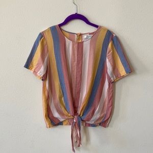 Madewell Button-Back Tie Tee in Sherbet Stripe XS